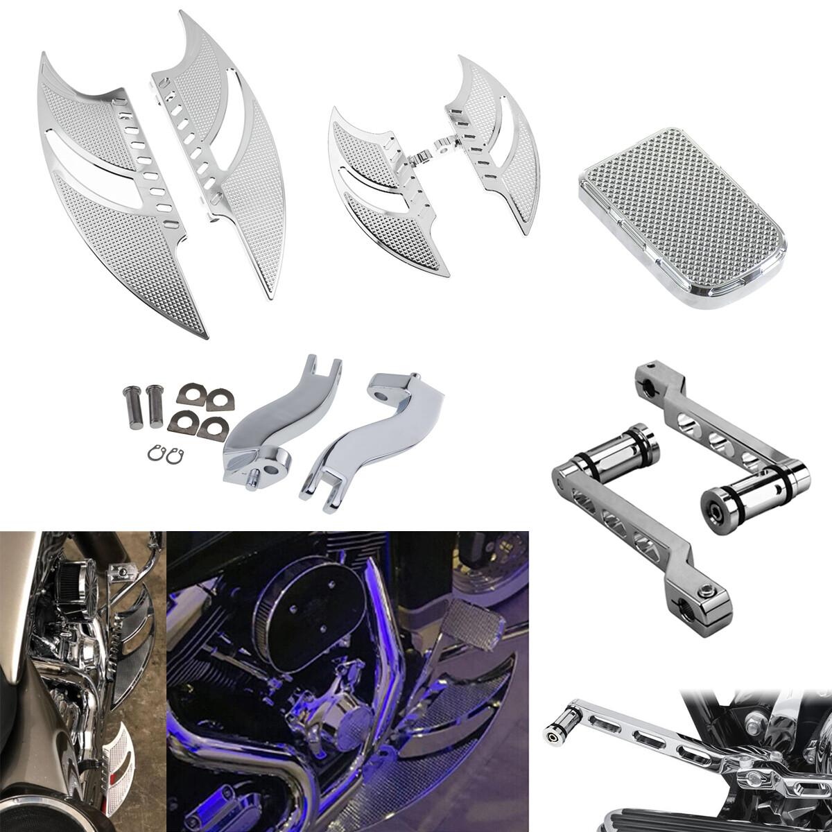 Rider Floorboards Rear Footpeg Footboards Shift Lever Pegs Pedal Fit For Harley