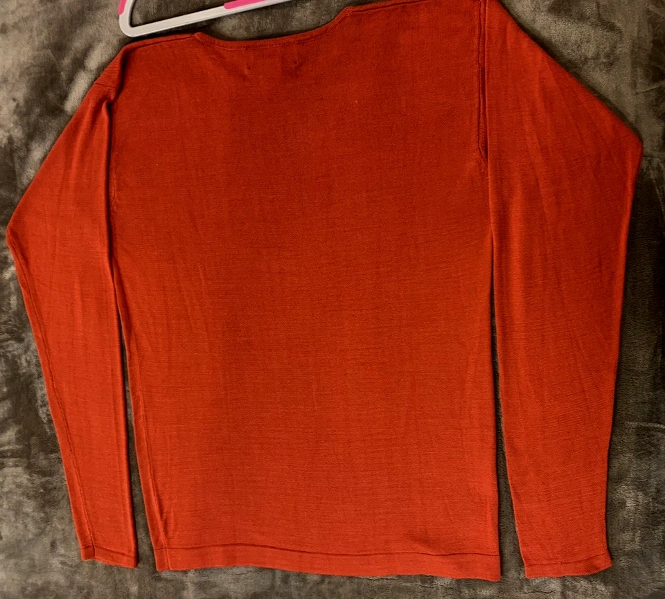 Top tejido vintage Henri Bendel NY 100 % seda talla m en rojo ladrillo Foto 3 de 4