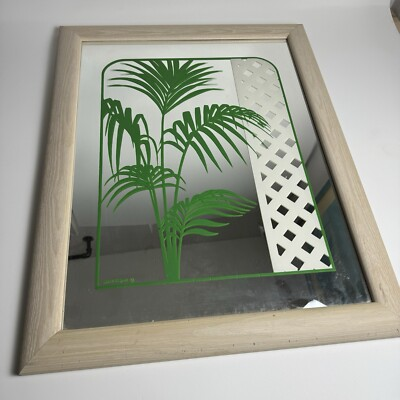 #ad #ad Vintage 70s Art Palm Tree Etched Mirror Signed Gloria Eriksen Mid Century MCM $199.99