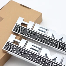 2PC Black Chrome Side Fender Emblem Badges for RAM 1500 Hemi 5.7 LITER Nameplate