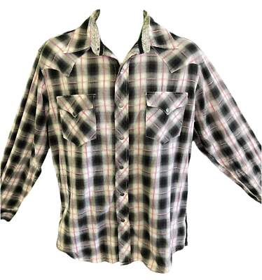 Roper Western L/S Hemd schwarz weiß rot kariert 100% Baumwolle Herren Medium