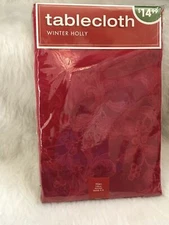 Round Tablecloth 70" Seats 4-6 - NEW - Winter Holly Ruby