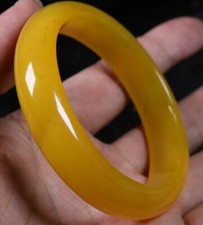 60mm Certified Natural Agate Chalcedony Jade Bangle yellow Bracelet