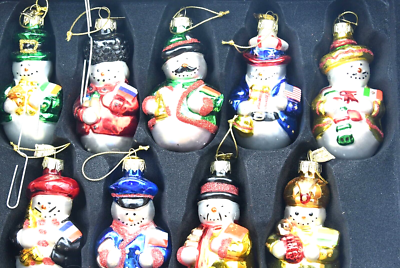 Thomas Pacconi 2003 Ornament Set Box 18 Christmas Snowman Flags