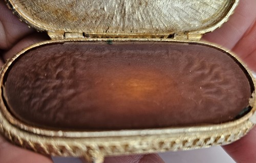 Estee Lauder Vintage Smalto Blu Tono Oro Ovale Ornato Profumo Compatto - Foto 10 di 10