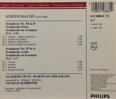 Haydn, Marriner: Symphonies Nos 86 & 87 - Marriner, ASMF (CD