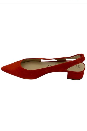 Sole Society Suede Sling-Back Pumps Manalynn Bright Red - Picture 4 of 5