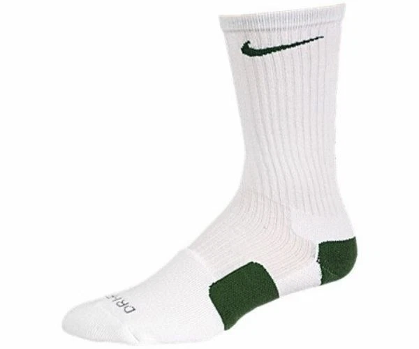 Nike Elite Cushioned Crew Socks Size (8-12) White, Green | eBay