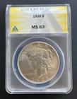 1928 Peace Silver Dollar $1 ANACS MS-63, High Grade, Key Date, Low Mintage Coin