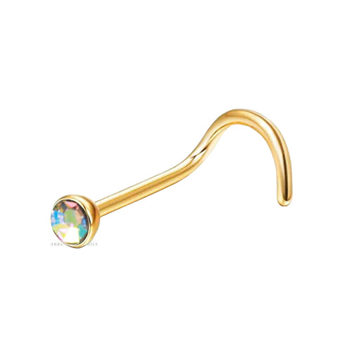 Gold Nose Stud Screw Ring Pin Studs Stainless Steel Nose Piercing Jewellery 20G - Picture 3 of 12