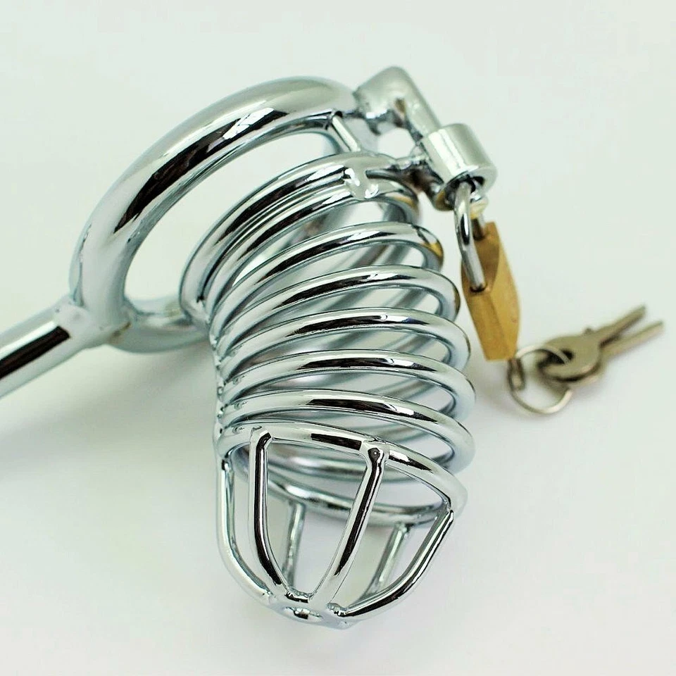 Combo de jaula de pene enchufe anal bloqueo de jaula de castidad para hombres dispositivo de retención masculino juguete Foto 4 de 4