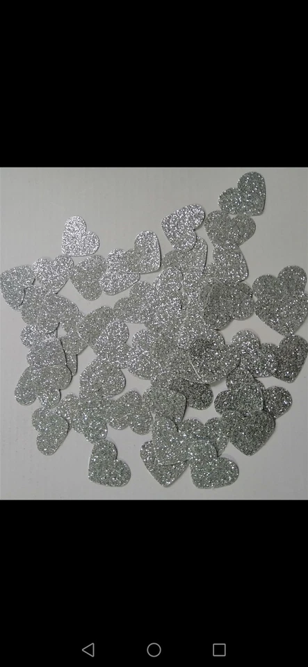 50 x Silver - Love Hearts - Glittery Sparkly Waterproof Stickers 16 x 11 mm - Image 2 of 2