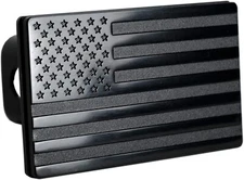 USA American Black Flag Aluminum Trailer Hitch Cover