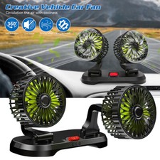 Portable 2-head Car Cooling Fan 2-speed Powerful Airflow For Vehicles Rvs Suvs