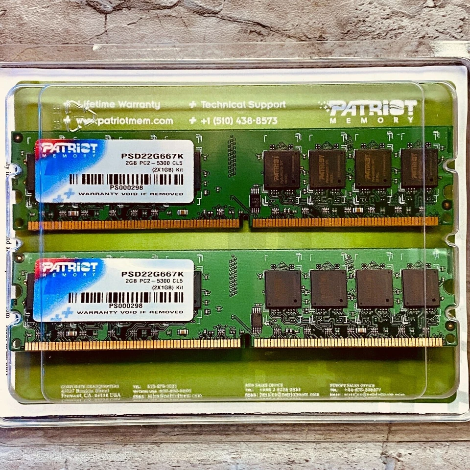 Patriot Kit of 2 (2x1GB) PSD22G667K 2GB PC2-5300 Memory - Image 2 of 4