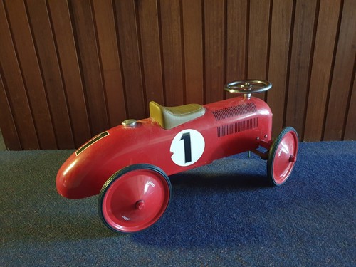 Red metal Vilac Depuis replica ride on racing/sports car Made France Cedex