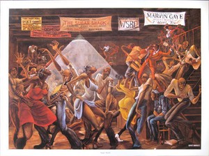 Sugar Shack By Ernie Barnes Lithograph 24 By 34in Black Art Print