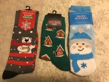 Christmas socks, 3 pair, different brands, one size fits most, new with tags