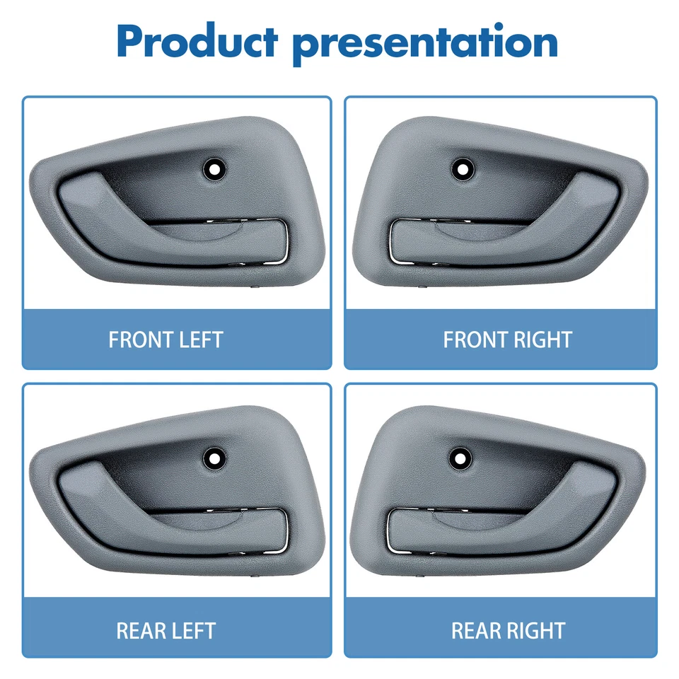 Interior Inner Inside Door Handle Kit 4Pcs For 1999-2004 Chevrolet Tracker Gray - Image 2 of 4