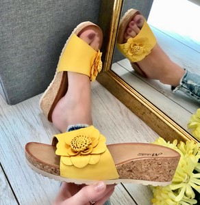 ladies yellow wedges