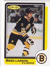 1986-87 O-Pee-Chee #110 Reed Larson- Boston Bruins + (Yes 4 Free Mystery Cards)