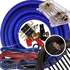WAR ZONE 0 Gauge Amp Kit Amplifier Install Wiring 0 Ga Wire UP TO 8000W Blue PK1