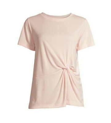3-002   New TIME & TRU Short Sleeve Stretch Twist Front Top Blouse Rose Size XXL