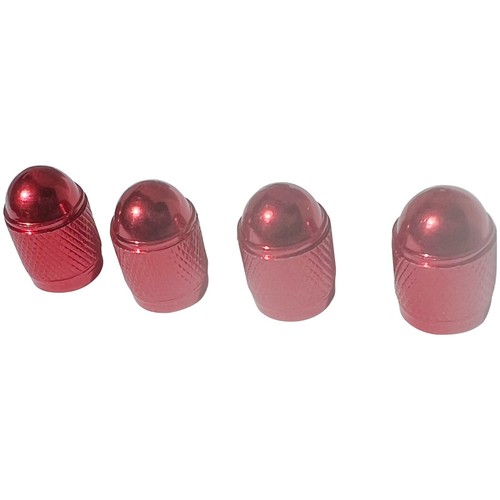 4x RED Aluminum Tire/Rim Valve Stem/Wheel Dust Cover Caps (Round Style) - Picture 4 of 7
