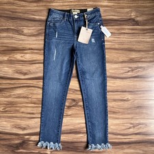 Democracy Jeans Womens 2 Blue Denim Ab Technology Distressed Stretch Denim NEW