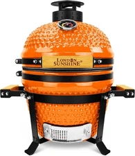 Upgraded 13 inch Ceramic Kamado Grill with Waterproof Air Vent Cap | Portable Ta