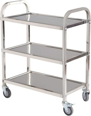 Salon Utility Cart Stainless 3 Tier Rolling Wheels