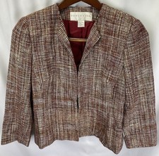 Doncaster Women's 6 Silk Tweed Long Sleeve Lined Hidden Hook Closure Blazer