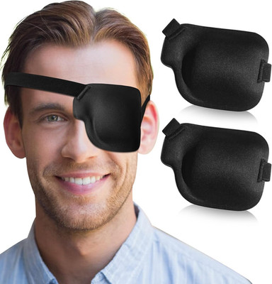 2Pcs 3D Eye Patches for , Adjustable  Eyepatch,Black(Left)