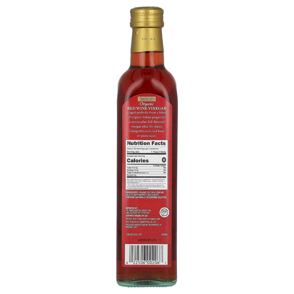 Vinagre de vino tinto orgánico, 16,9 fl oz (500 ml) Foto 2 de 2