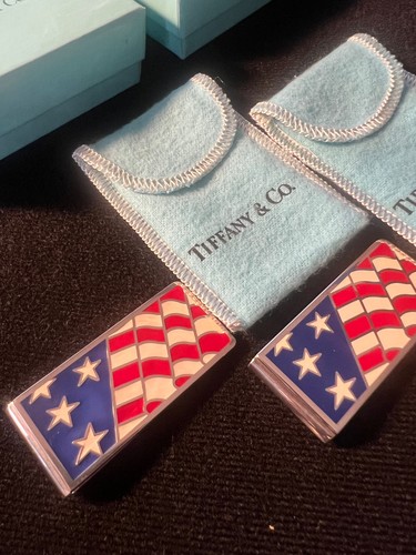 Tiffany & Co. STERNE UND STREIFEN Geldklammer amerikanische Flagge SCHÖN MIT BOX KOSTENLOSER VERSAND