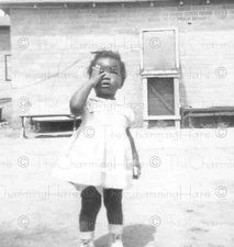 Vintage Photo African American Little Girl Peek A Boo One Hand Outdoor Rural 