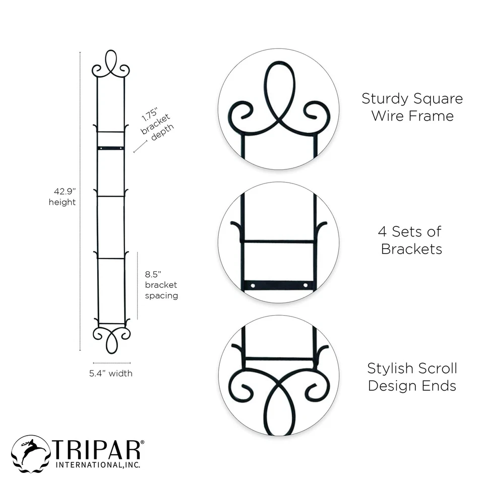 Augusta 4 Tier Vertical Black Plate Rack for Collectible Plates, Plaques, - Image 3 of 4