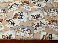 Cat-themed cotton fabric