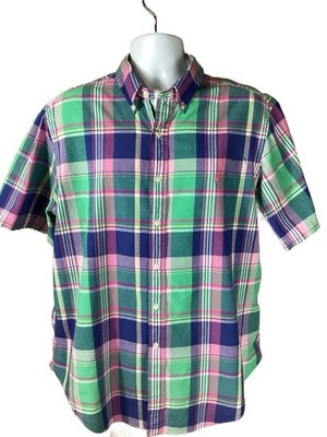 Ralph Lauren Polo Men's Classic Fit Madras Button Down S/S Green Plaid Shirt XL