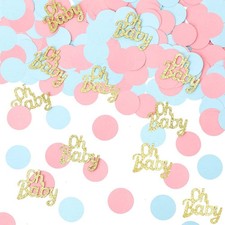 220 PCS Oh Baby Shower Gender Reveal Confetti Glitter Pink Blue Round Decor
