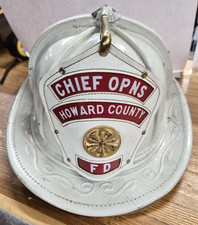 Vintage Cairns & Brother Chief Howard Co Maryland Leather Fireman Fire Helmet