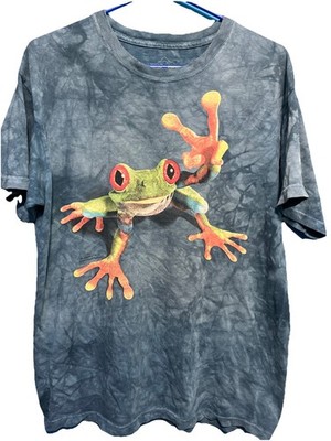 Y2K The Mountain T Shirt Adult M Victory Frog Print Blue Tie Dye Blue Vintage 