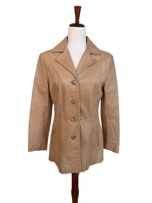 Vintage Vera Pelle Leather Jacket Made in Italy Womens Medium 1970 s Camel Brown