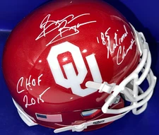 BRIAN BOSWORTH OKLAHOMA SOONERS CHOF 2015 / 85 NATL CHAMP PSA SIGNED MINI HELMET