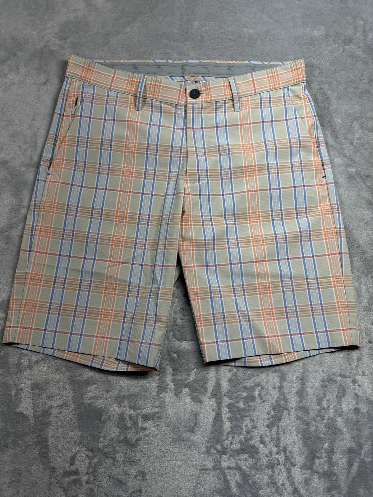 Tommy Bahama Shorts Mens 32 Plaid Performance Stretch Golf Casual Recycled Poly