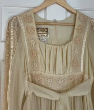 RARE Vintage Gunne Sax 70s Gold Tag Cream/ Ecru Lace Prairie Dress Jessica Sz 13