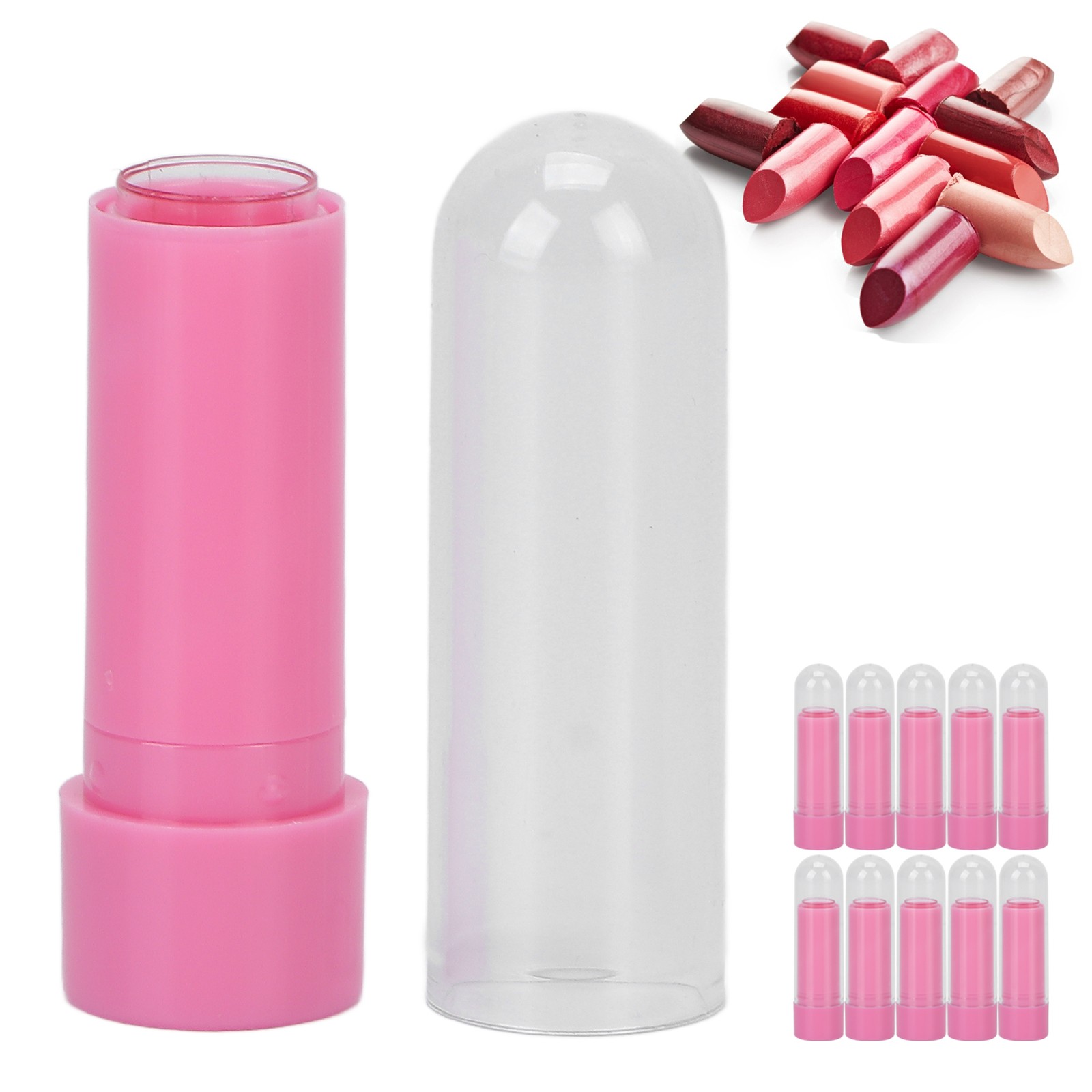 10pcs Lipstick Tube 9mm Refillable Cute DIY Empty Lip Balm Container With Ti BLW