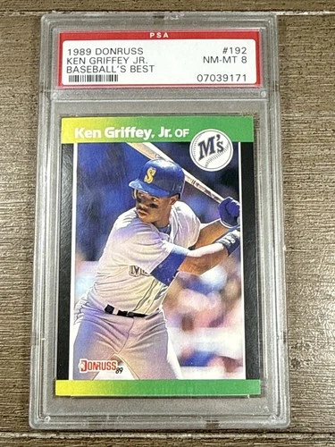 1989 DONRUSS BASEBALLS BEST #192 KEN GRIFFEY JR ROOKIE RC CARD PSA 8
