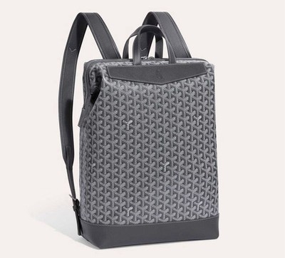 Goyard Gray/Black Chevron Medium Backpack Zip Top Handle, Adjustable Strap
