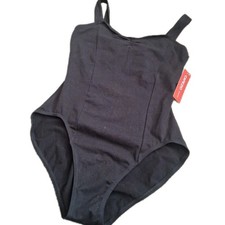 NWT Capezio Princess Tank Leotard Womens XL Black 90 COTTON Dance Bodysuit NEW